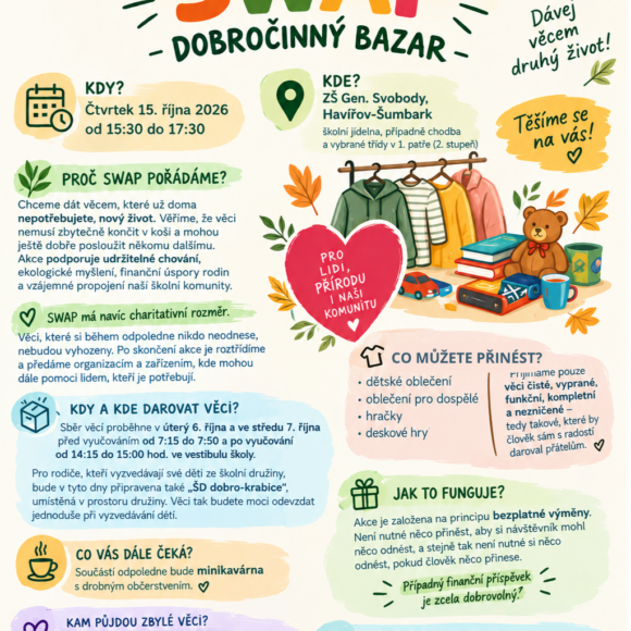 SWAP – dobročinný bazárek!